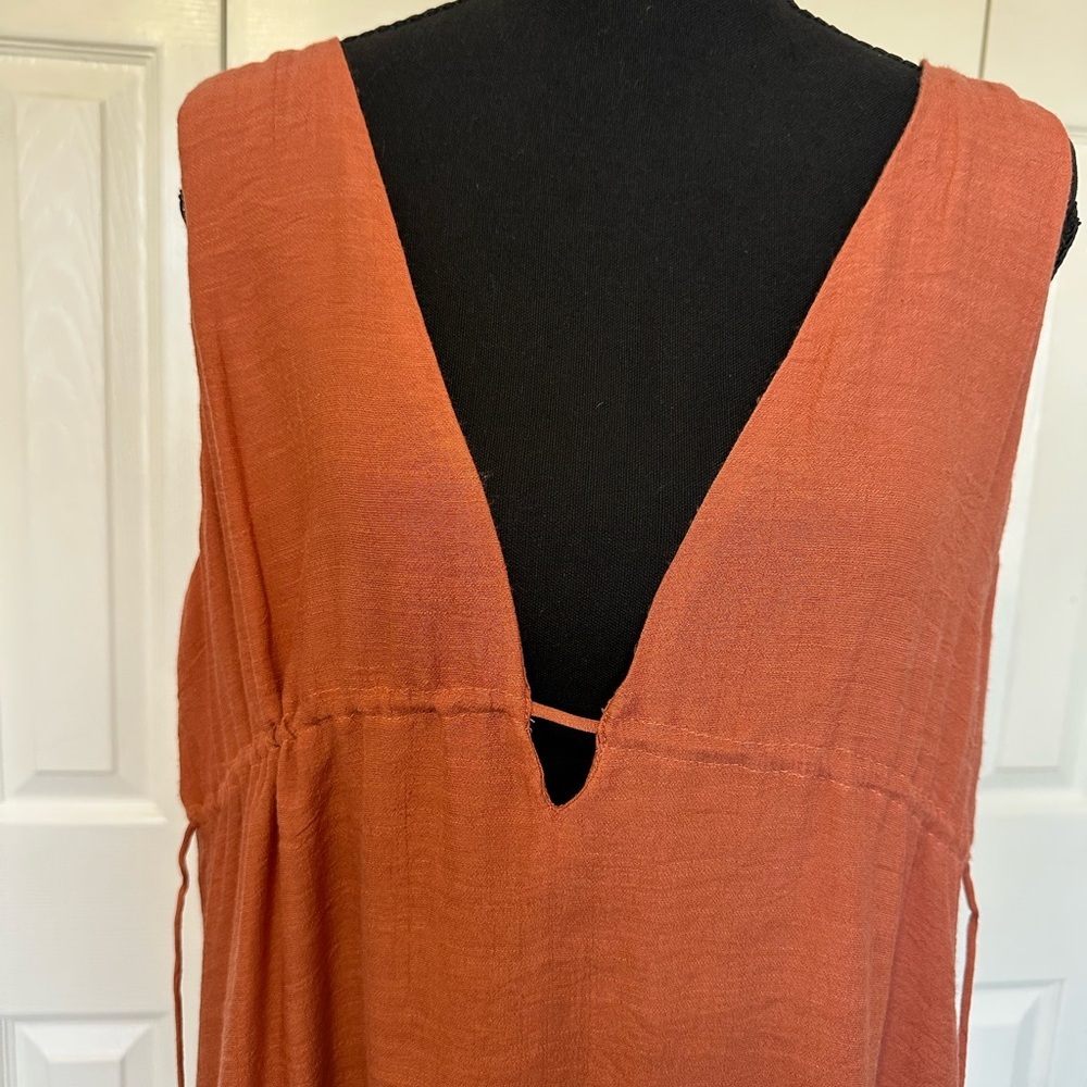 Babydoll Tiered Mini Dress Rust large - Picture 5 of 11